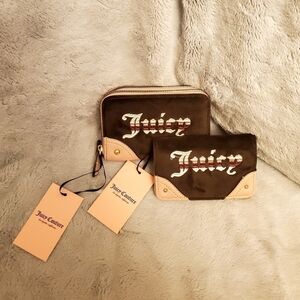 Juicy Couture Brown Pink Retro Wallet Card Case Bundle NWT